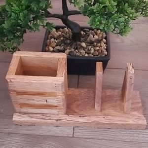 Wooden handmade pencil holder and cellphone holder